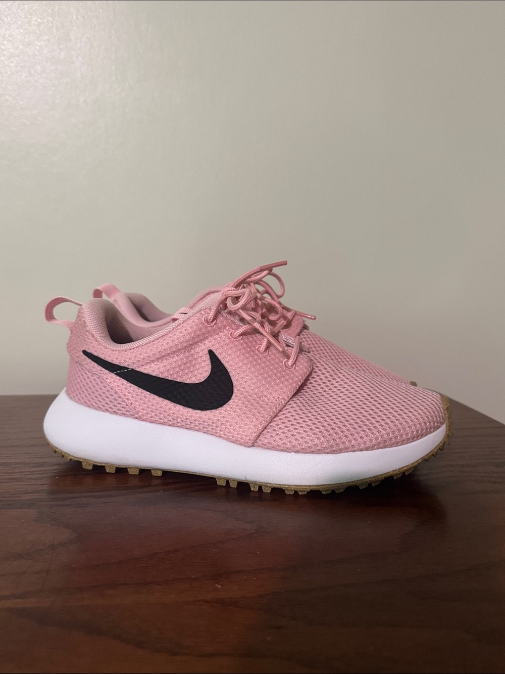 Nike Kids Pink Golf Shoe with Black Swoosh